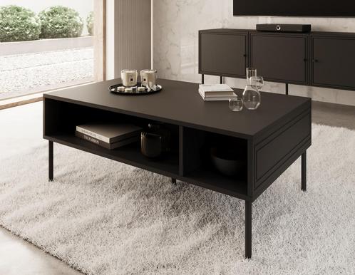 Meubella Salontafel zwart 110cm | Rechthoekig 3 opbergvakken, Huis en Inrichting, Tafels | Salontafels, Nieuw, 50 tot 100 cm, 50 tot 75 cm