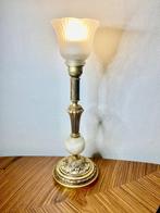 Lamp - Messing, Onyx, Tulp glas, Antiek en Kunst