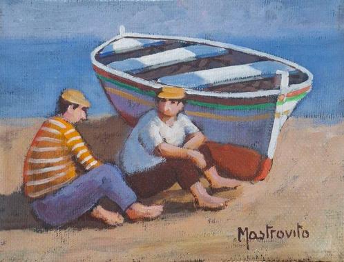 Adolfo Mastrovito (1940 - 2000) - Pescatori - Contadini, Antiek en Kunst, Kunst | Schilderijen | Modern