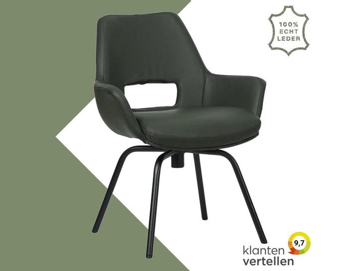 Leren draaibare eetkamerstoel Zippy - Toledo Verde, Huis en Inrichting, Barkrukken, Nieuw, 1 kruk, Leer, 60 tot 90 cm, Ophalen of Verzenden