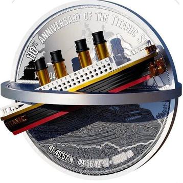Niue. 5 Dollars 2022 Titanic 3D, 2 Oz (.999) Proof  (Sans