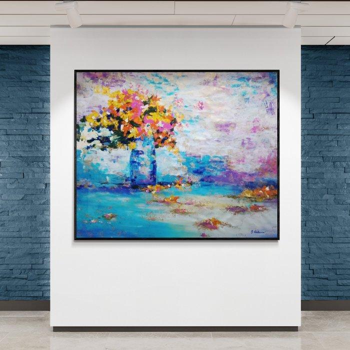 Myriam Carbonnier - Bouquet en fête XL, Antiek en Kunst, Kunst | Schilderijen | Modern