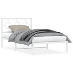 vidaXL Cadre de lit métal avec tête de lit blanc 100x190, Maison & Meubles, Chambre à coucher | Lits, Neuf, Verzenden