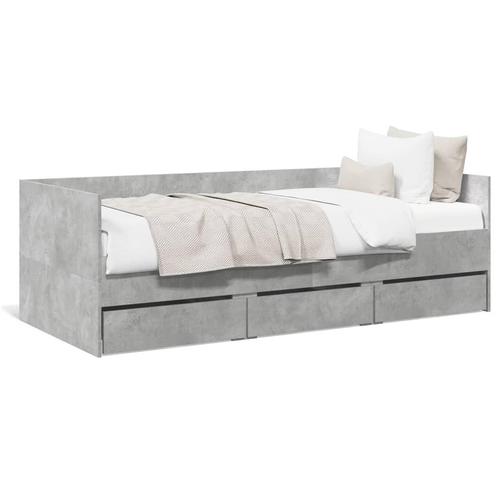 vidaXL Lit de jour et tiroirs gris béton 90x190 cm bois, Maison & Meubles, Chambre à coucher | Lits, Neuf, Envoi