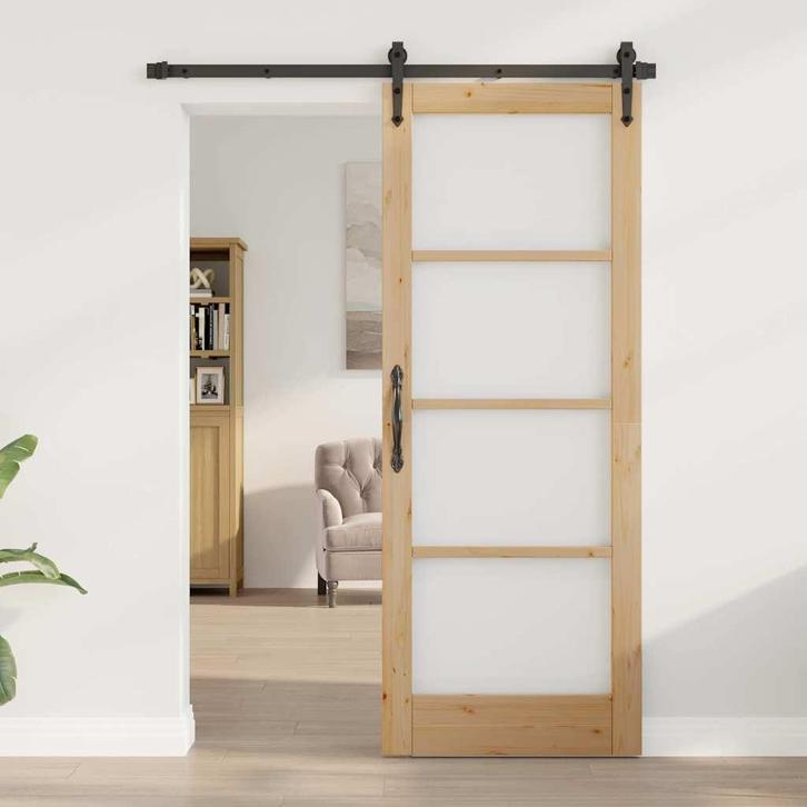 vidaXL Interne Deur met Glas ORKDAL Bruin 78 x 202 cm, Doe-het-zelf en Bouw, Deuren en Vliegenramen, Nieuw, Verzenden