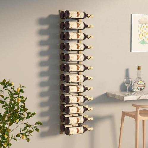 vidaXL Wijnrek voor 24 flessen wandmontage ijzer goudkleurig, Huis en Inrichting, Woonaccessoires | Wijnrekken, Nieuw, Verzenden