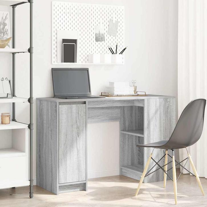vidaXL Bureau 120x42x76 cm spaanplaat grijs sonoma, Huis en Inrichting, Bureaus, Nieuw, Verzenden