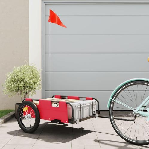 vidaXL Fietstrailer oxford stof en ijzer rood, Fietsen en Brommers, Fietsaccessoires | Aanhangwagens en Karren, Nieuw, Verzenden