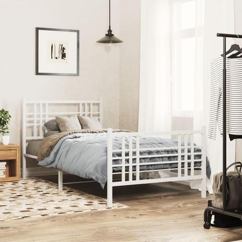 vidaXL Bedframe met hoofd- en voeteneinde metaal wit 100x190, Huis en Inrichting, Slaapkamer | Bedden, Nieuw, Verzenden