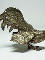 Sculpture, Combat de coqs - 12 cm - métal argenté