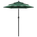 vidaXL Parasol 3-laags met aluminium paal 2 m groen, Tuin en Terras, Verzenden, Nieuw