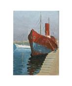 Spanish School (XIX-XX) - The Red Ship - FREE SHIPPING