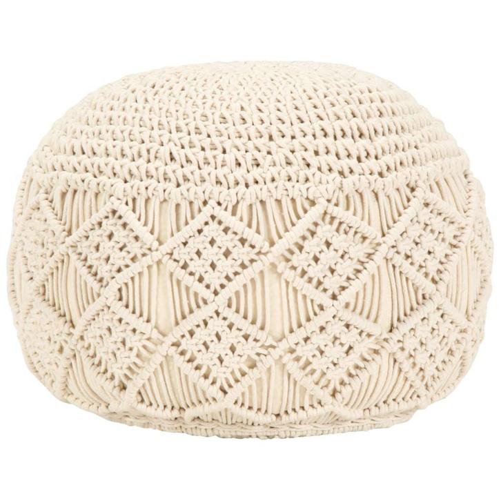 vidaXL Poef macramé handgemaakt 45x30 cm katoen, Huis en Inrichting, Zetels | Voetbanken en poefs, Nieuw, Verzenden