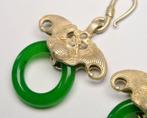 Jade - Zilver - Oorbellen - 925 - Chinese vleermuis, Antiek en Kunst