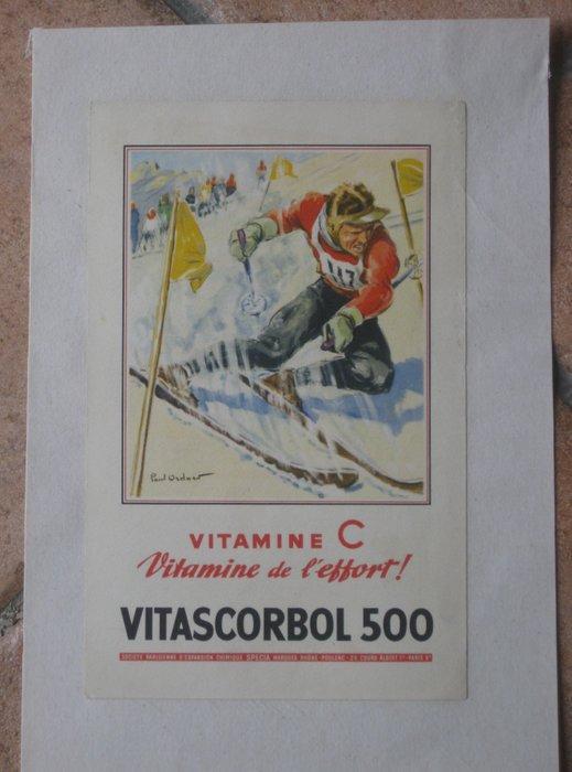 Paul Ordner - affiche de ski pub. Vitascorbol vitamine de l, Antiquités & Art, Art | Dessins & Photographie