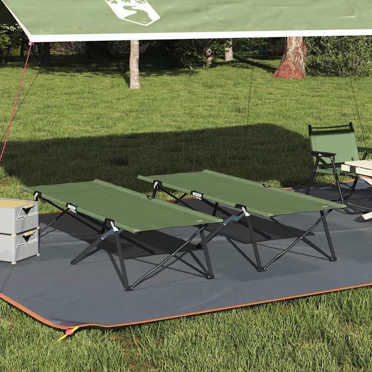 vidaXL Opvouwbaar Campingbed 2 pcs Amy geel 206 x 76 x 74 cm, Caravans en Kamperen, Kampeeraccessoires, Nieuw, Verzenden
