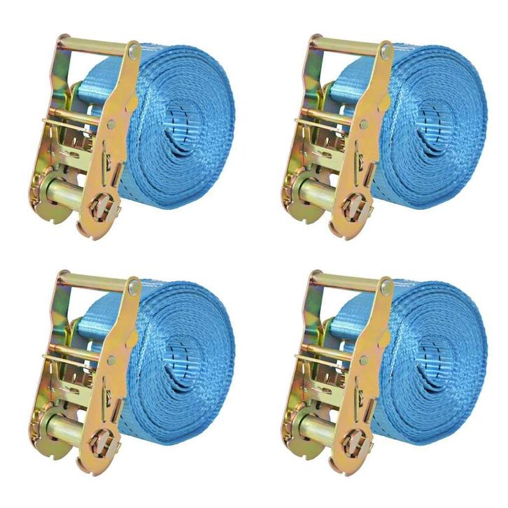 vidaXL Spanbanden 2 ton 6mx38mm blauw 4 st, Doe-het-zelf en Bouw, IJzerwaren en Bevestigingsmiddelen, Nieuw, Verzenden