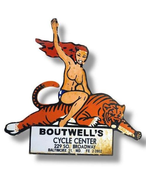 Boutwells Cycle Center - Emaille plaat - Emaille, Antiek en Kunst, Antiek | Wandborden en Tegels