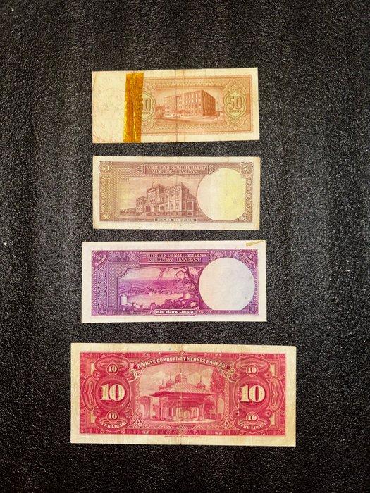 Turkije. - 4 banknotes - various dates (Zonder Minimumprijs), Postzegels en Munten, Bankbiljetten | Europa | Niet-Eurobiljetten