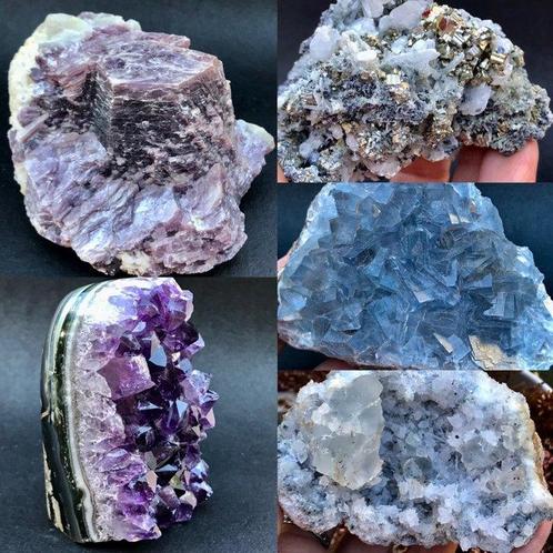 Collection de beaux minéraux groupes - 11×7.5×6 cm - 1424 g, Verzamelen, Mineralen en Fossielen