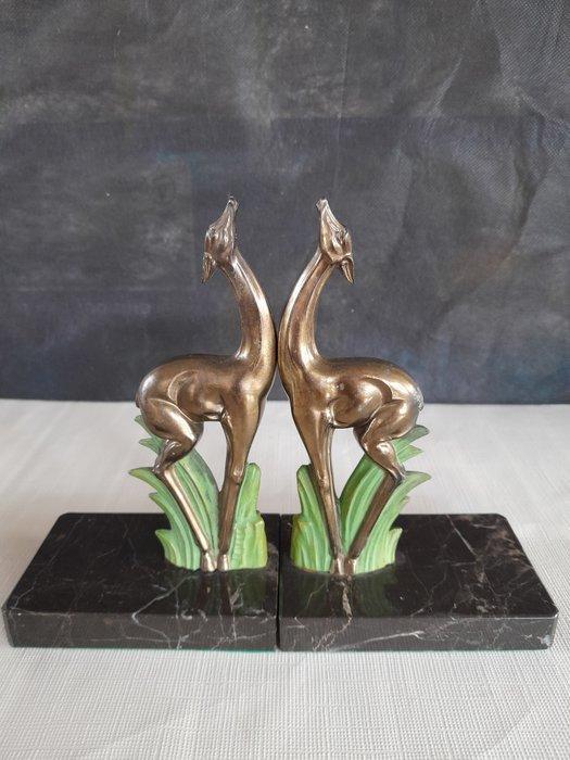 Boekensteunen (2) - Marmer, Zinklegering - Art Deco, Antiek en Kunst, Curiosa en Brocante
