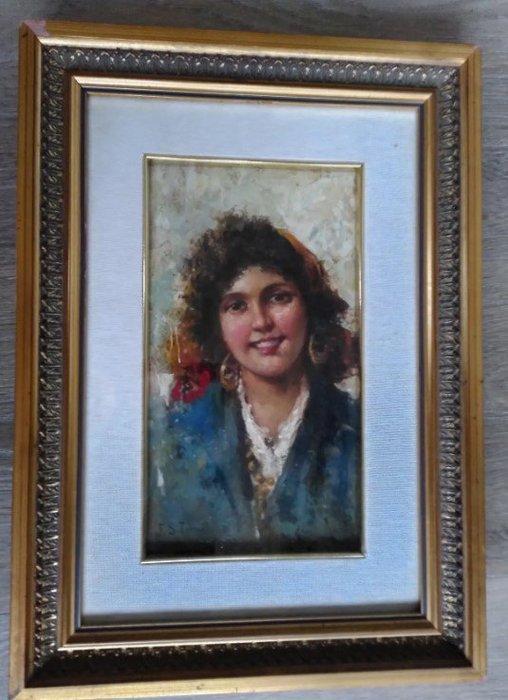 Francesco Saverio Torcia (1840-1891) - Ragazza partenopea, Antiquités & Art, Art | Peinture | Classique