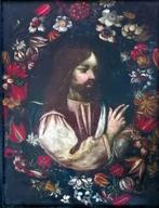 Italiaanse school (XVII) - Large Baroque Flower Wreath with