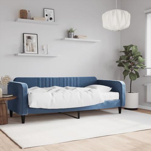 vidaXL Slaapbank met matras 90x200 cm fluweel blauw, Huis en Inrichting, Slaapkamer | Bedden, Nieuw, Verzenden