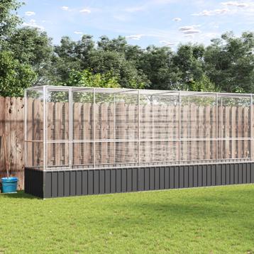 vidaXL Volière met verlengstuk 1250,5x107x212 m staal, Verzenden