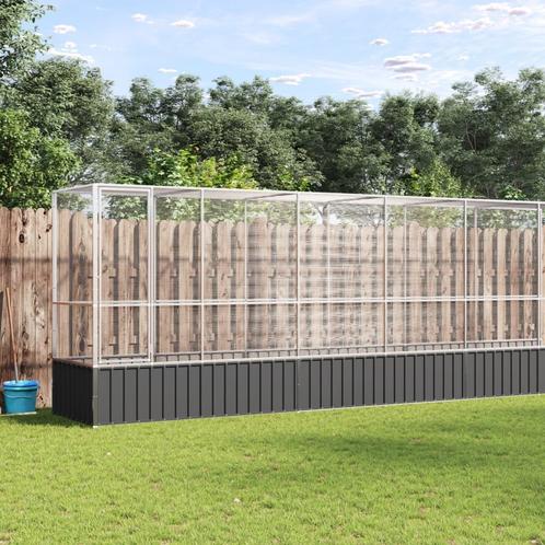 vidaXL Volière met verlengstuk 1250,5x107x212 m staal, Dieren en Toebehoren, Vogels | Toebehoren, Nieuw, Verzenden