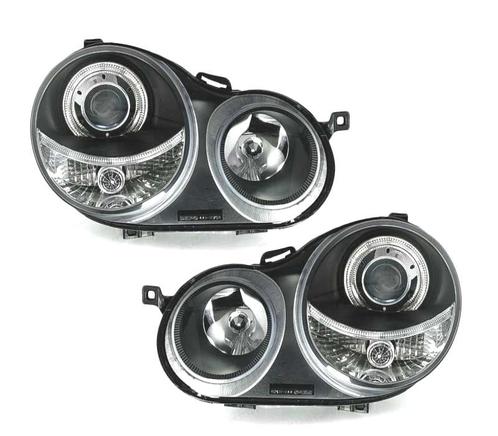 PHARES POUR VOLKSWAGEN VW POLO 9N 01-05 ANGEL EYES FOND NOIR, Auto-onderdelen, Verlichting, Verzenden