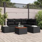 vidaXL Tuinbank Set met kussen 5 pcs Zwart poly rattan, Verzenden