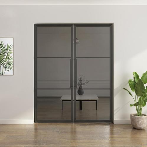 Dubbele stalen taatsdeur - 3 Vlaks - Rook glas, Doe-het-zelf en Bouw, Deuren en Vliegenramen, Nieuw, Metaal, Overige typen, 200 tot 215 cm