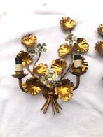 Wandlamp - metal dore - Paar wandlampen met bloemendecor.
