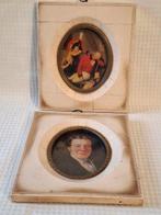 Twee Miniatuur Lijstjes met decoratieve voorstellingen -, Antiek en Kunst