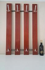 Kapstok - Teak hout - Wandkapstok metalen frame met teak, Antiek en Kunst