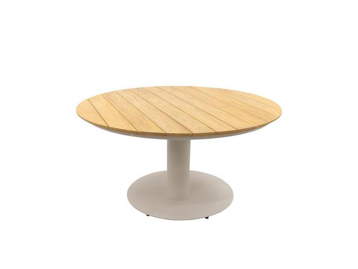 Suns Grado tuintafel camel sand met teak tafelblad Ø 150 cm, Tuin en Terras, Tuinsets en Loungesets