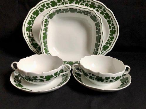 Meissen - Eetservies (6) - Weinlaub  voll Grün - Porselein, Antiek en Kunst, Antiek | Meubels | Tafels