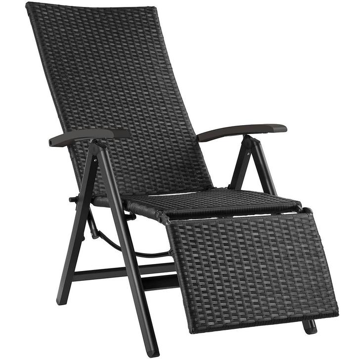 tectake Wicker tuinstoel opklapbaar met aluminium frame en v, Tuin en Terras, Tuinsets en Loungesets, Verzenden