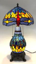 Tafellamp - Blauwe glas-in-lood tafellamp in Tiffany-stijl -, Antiek en Kunst