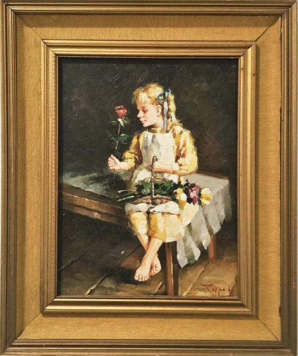 Franco Rispoli (1921-1989) - La piccola fioraia, Antiek en Kunst, Kunst | Schilderijen | Klassiek