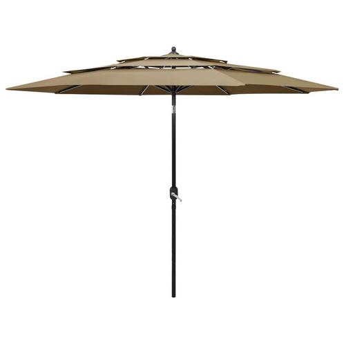 Parasol 3m Taupe | OP = OP | Aluminium Paal -35%, Tuin en Terras, Parasols, 2 tot 3 meter, Nieuw, Stokparasol, Verzenden