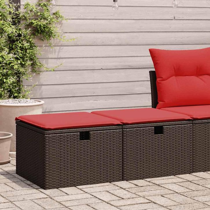 vidaXL 2-delige Loungeset met kussens poly rattan acacia, Tuin en Terras, Tuinsets en Loungesets, Loungeset, Nieuw, Verzenden