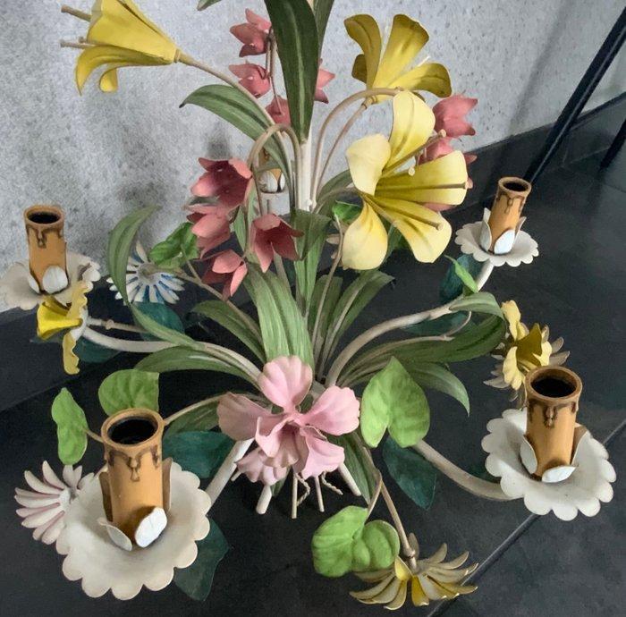 lustre floral - Kroonluchter - Metaal - Italiaanse bloemige, Antiquités & Art, Antiquités | Éclairage