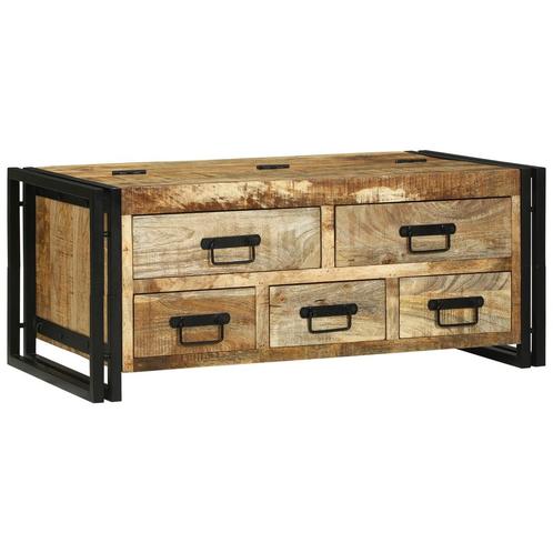 vidaXL Salontafel 90x50x38 cm - Massief Ruw Mango Hout, Huis en Inrichting, Tafels | Salontafels, Nieuw, Verzenden