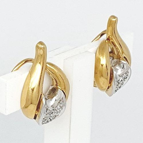 Boucles doreilles - 18 carats Or blanc, Or jaune - 0.18ct., Handtassen en Accessoires, Oorbellen
