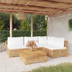 vidaXL Salon de jardin 5 pcs avec coussins Bois de teck, Jardin & Terrasse, Verzenden, Neuf, Salons de jardin