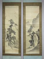 Very fine sumi-e landscape diptych, signed - including