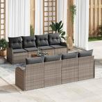 vidaXL Tuinbank Set met opslag 9 pcs Grijs poly rattan, Verzenden