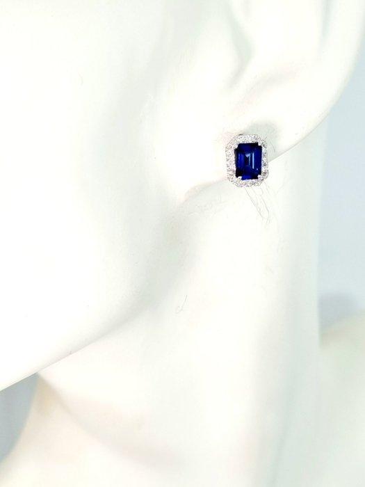 Oorbellen - 18 karaat Witgoud Saffier - Diamant, Handtassen en Accessoires, Oorbellen